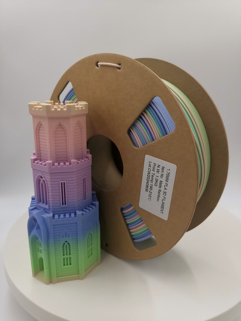 matte rainbow pla filament 