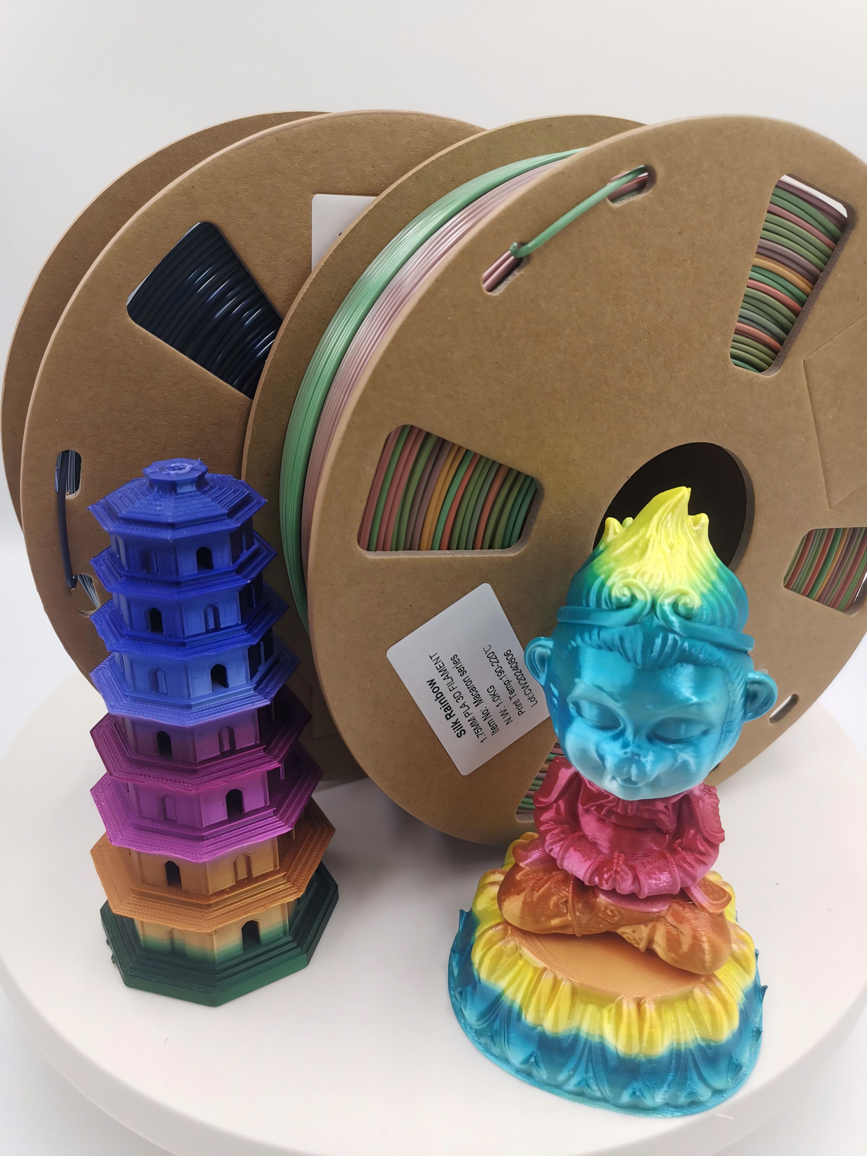 silk rainbow pla filament